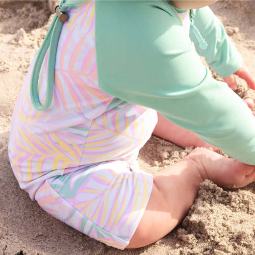 Long Sleeve Rash Guard Swim Romper Shortie | Island Palms