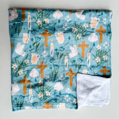 Baptism Sacramentals Baby Minky Blanket