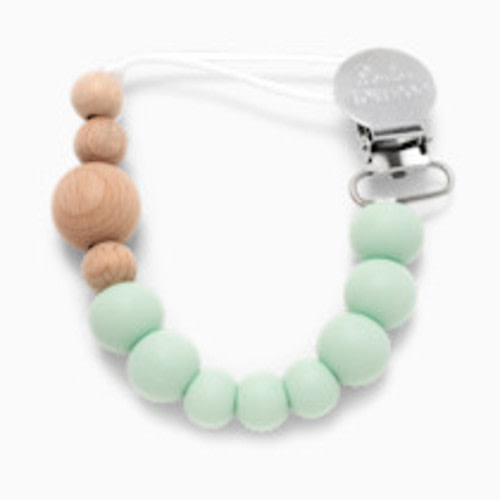 Loulou Lollipop Colorblock Wood & Silicone Pacifier Clip - Mint