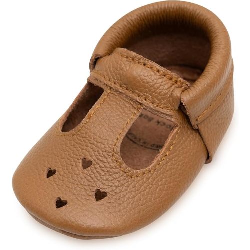 BirdRock Baby Mary Jane Moccasins - Genuine Leather Soft Sole Baby Girl Shoes for Newborns, Infants, Babies, and Toddlers