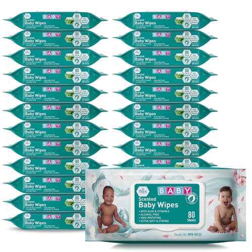 MEDPRIDE Scented Baby Wipes Bulk Pack of 1920 – Alcohol-Free with Aloe Vera & Vitamin E, Extra Soft and Strong, Paraben-Free