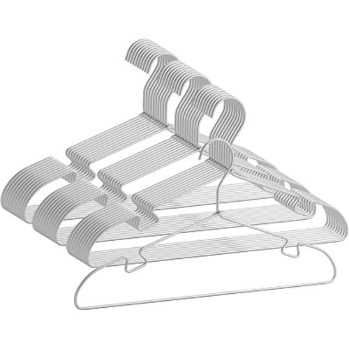 30 Pack Silver Aluminum Hangers, 16.5 Inch Non-Slip Metal Clothes Hangers, Lightweight Sturdy and Bulk Space-Saving Hangers for Pants, Skirt, Shirt, Dress, Tie