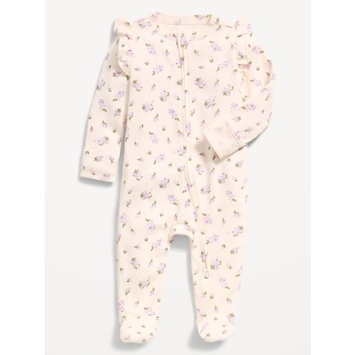 Ruffle-Trim 2-Way-Zip Sleep & Play Footed One-Piece for Baby