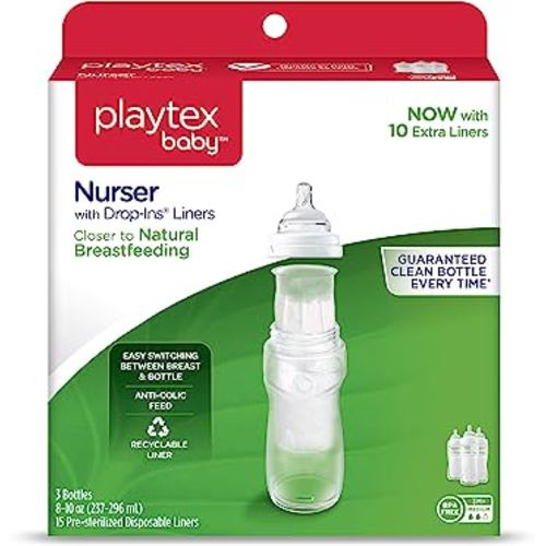 Playtex BPA Free Premium Nurser Bottles with Drop in Liners, 3 Count