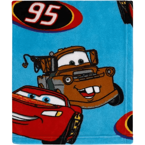 Disney Cars Radiator Springs Blue and Red Lightning McQueen and Tow-Mater Super Soft Toddler Blanket