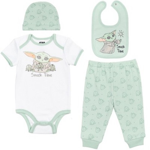 Star Wars Mandalorian Baby Yoda Infant Baby Boys Layette Set Bodysuit Pant Bib Hat 24 Months