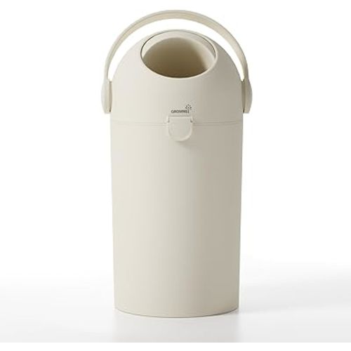 Grownsy Baby Diaper Pail, Odor-Locking Roll-Top Design, No Special Bag Required, One-Handed Use & Compact Design, Eco-Friendly Diaper Trash Can, Baby Stuff, Beige
