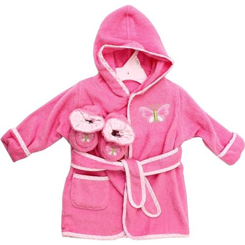 Spasilk 100% Cotton Hooded Terry Bathrobe with Booties — Baby Girl Gifts — Baby Boy Gifts — Shower Gift
