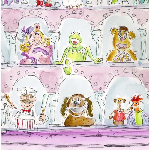 The Muppet Show watercolor | Electric Mayhem | Retro TV Show 70 80 | Kermit Piggy Fozzie Gonzo Rizzo Pepe Animal Sweetums Dr. Teeth Camilla