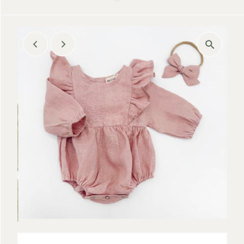 Gabriella Longsleeve Romper with Bow – Olive and Cradle