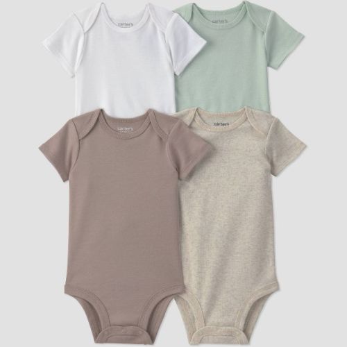 Carter's Just One You® Baby 4pk Short Sleeve Bodysuits - Taupe/White/Green Newborn