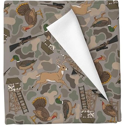 Vintage Hunting Animals Baby Blankets for Boys Girls Hunting Mallard Duck Deer Turkey Crib Blanket for Infant Toddler Newborn Camouflage Outdoor Adventure Soft Nursery Swaddling Wrap 30x40in