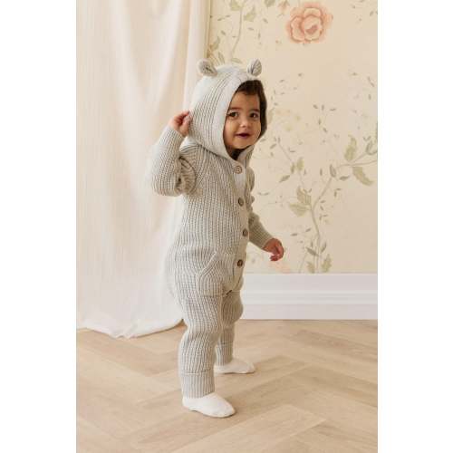 Bear Knit Onepiece - Light Grey Marle