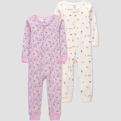 Carter's Just One You® Baby Girls' 2pc Long Sleeve Floral Footed Pajama Set - Purple 12M