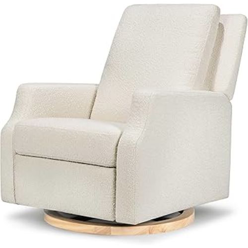 Namesake Crewe Recliner and Swivel Glider in Ivory Boucle with Light Wood Base, Greenguard Gold Certified