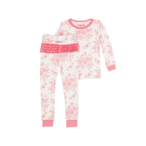 SoftSnooze Toddler Girls Ruffle Long Sleeve Pajama Set