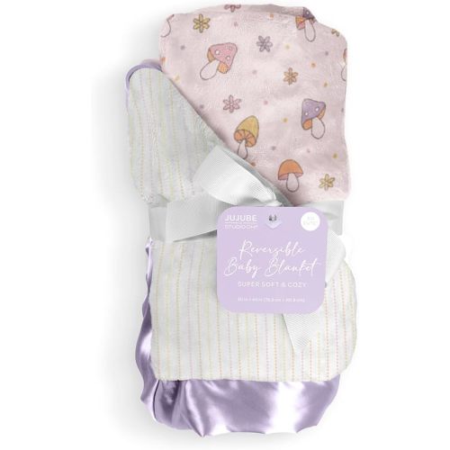 JuJuBe x Studio Oh! Baby Essentials Reversible Baby Blanket - Soft Throw for Newborns & Infants, Ideal for Tummy Time, Home, Travel & Nursery Essentials - Perfect Mushy Love