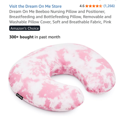 Dream On Me Beeboo Nursing Pillow and Positioner, Breastfeeding and Bottlefeeding Pillow, Removable and Washable Pillow Cover, Soft and Breathable Fabric, Pink