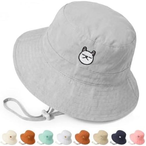 RIVBOS Baby Sun Hat UPF 50+ Cute Animal Pattern Summer Beach Kids Toddler Bucket Hat for Boys Girls 0-7 Years