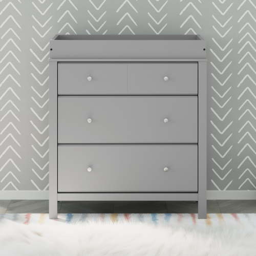 Storkcraft Horizon 3 Drawer Infant Changing Table Dresser, Pebble Gray