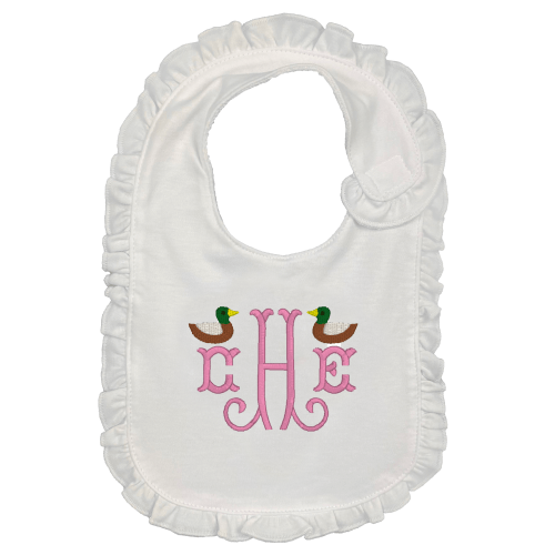 Mallards with Initials Bib - Pink