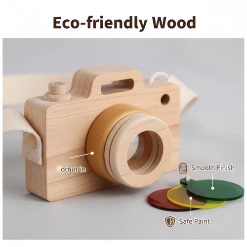 Wooden Toy Camera with Strap