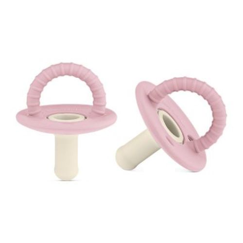 Lulubabe Halo Teething Pacifier - Two Tone Paci with Teething Handle for Baby's and Toddlers - Ash Blue + Clear, Stage 2: 6-24m