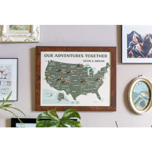 National Parks Push Pin Map – Personalized Adventure Map, Track Your National Park Travels, Personalized Anniversary Gift, 11x14"
