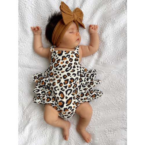 Leopard / Muslin Ruffle Sunsuit