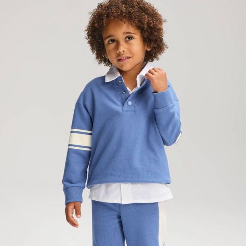 Toddler Boys' French Terry Colorblock Sweatshirt - Cat & Jack™ Light Blue 2T