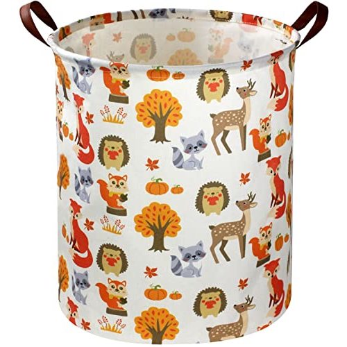 Sanjiaofen Kids Laundry Basket,Woodland Laundry Hamper Collapsible Animal Storage Baskets for Kids Room Decor,Nursery Hamper,Forest,Toy Organizer,Boys and Girls.(Forest Animal)