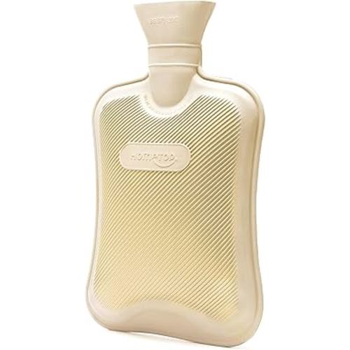 HomeTop Premium Classic Rubber Hot Water Bottle (Cream White)