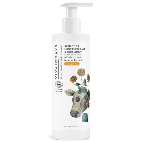 Organic Apricot Oil Nourishing Face & Body Lotion for Baby & Everyone Else Big Bottle with Pump 8 fl. oz.