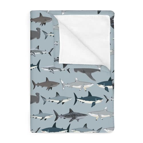Sharks Boho Neutral Baby Blankets for Boy Girl Sea Shark Species Soft Flannel Bed Throws for Infant Toddler Crib Marine Ocean Shark Lover Gifts Swaddle Receiving Blanket Playmat 30x40inch
