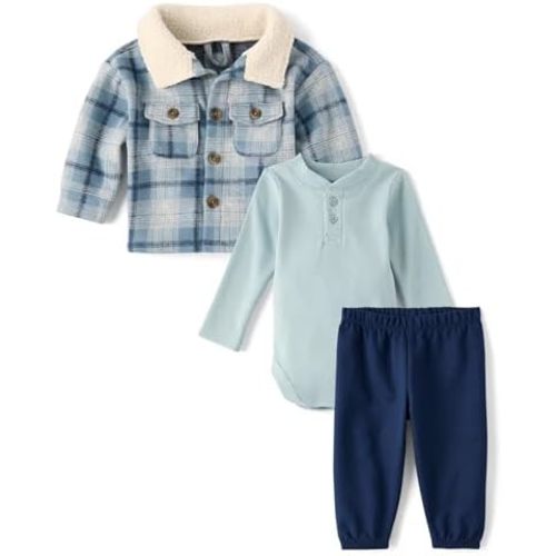 The Children's Place Baby Boys' 3 Piece Set, Long Jacket,short Sleeve Bodysuit, and Pant