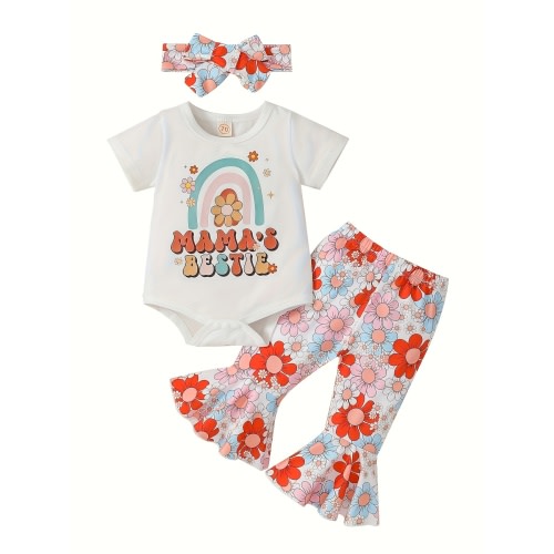 baby girls 0 18 months flower rainbow romper - Temu