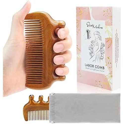 START MAKERS Birthing Comb for Labor Pain Relief, Natural Wooden Comb for Women Labor and Delivery Essentials Labor Comb With Cloth Bag and Box, Pregnancy Gifts for Expecting Mom, Christmas Gift