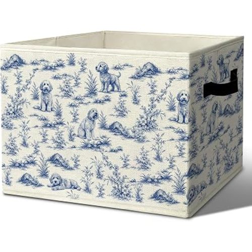 Chinoiserie Goldendoodle Dog Storage Bins Box with Handles Organizer Basket