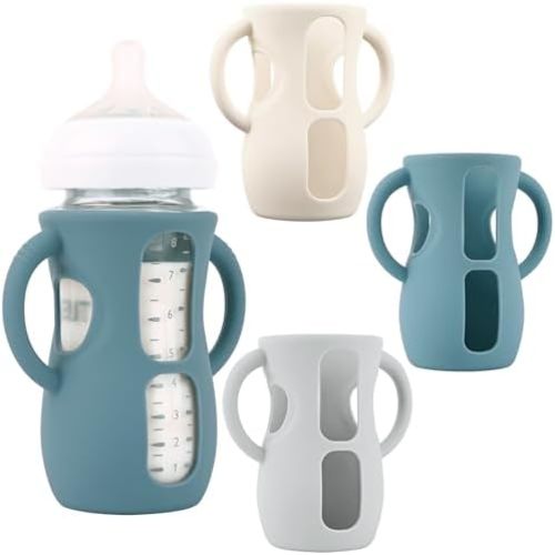 3 Pack Silicone Sleeves with Handle for Avent Natural Glass Baby Bottles