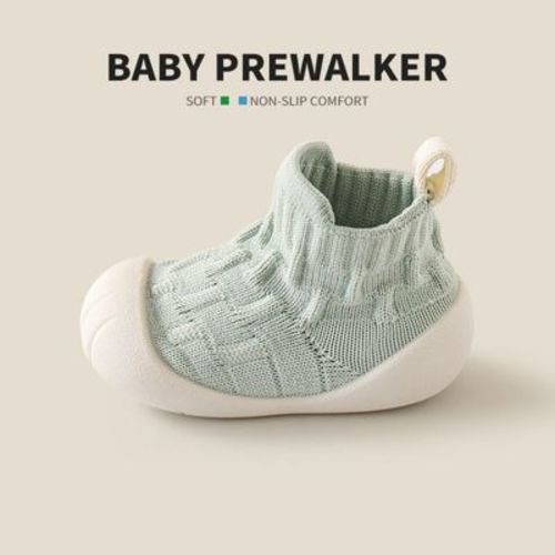 MyKids-USA Spring and Autumn Baby Unisex Patchwork Jacquard Pattern Toddler Soft-Sole Walking Shoes Green insole length 12.50 cm