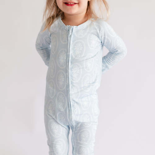 Infant Romper in Blue Circle Flowers