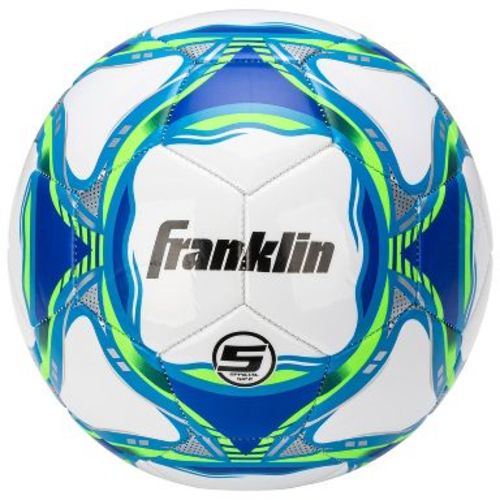 Franklin Sports 2025 Boys' Size 4 Competition Soccerball - White/Blue/Green: Butyl Bladder,