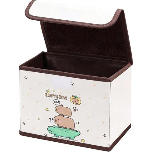Kawaii Capybara Collapsible Storage Bin, Cute Storage Box Foldable Baskets,Office Desk Bathroom Vanity Decor, Cute Capybara Room Decor, Capybara Gifts for Women Men