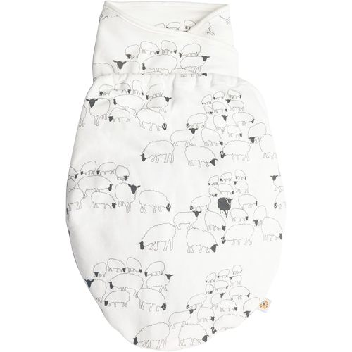 Ergobaby Ergonomic Baby Swaddle Wrap for Newborns, with Hip Positioner & Arm Pouches, 100% Breathable Cotton, Sheep