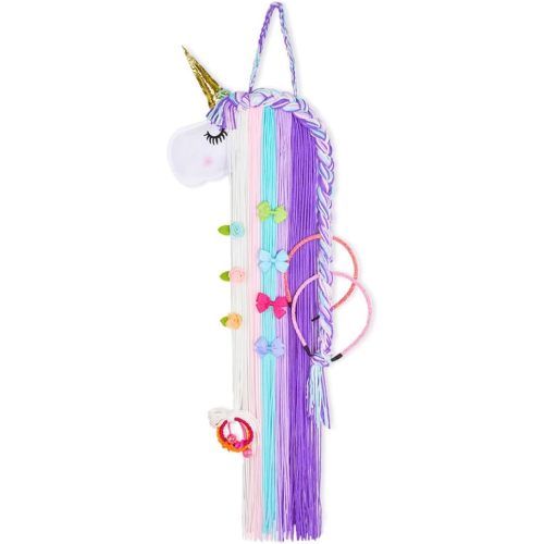 Basumee Unicorn Hair Bow Holder for Girls Wall Hanging Decor and Baby Hair Clip Hanger Organizer, Cyan Lavender