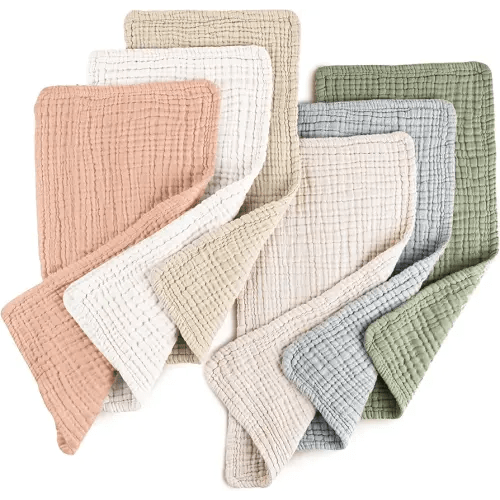 Konssy Muslin Baby Burp Cloths 6 Pack, Soft Absorbent 100% Cotton Burping Clothes for Newborns, Baby Boys and Girls, Unisex