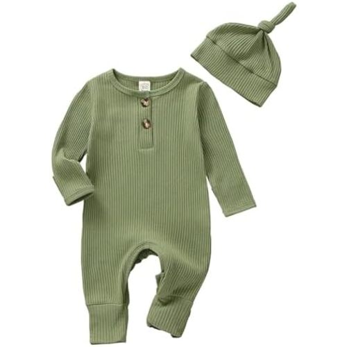 Mono de bebé recién nacido con botones laterales de punto afelpado para niño y niña, suéter con gorro