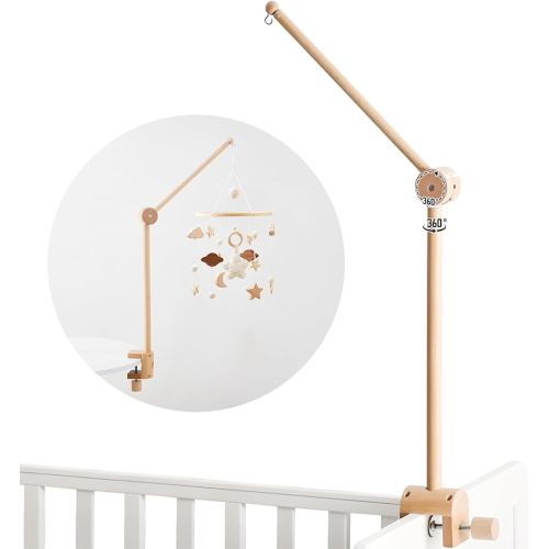 let's make Baby Crib Mobile Arm - Wooden Mobile Arm with Height Adjustable＆360° Rotatable Upgraded Arched Base Nursery Mobile Holder for Crib Mobile Hanger Baby Crib Attachment Nursery Decor