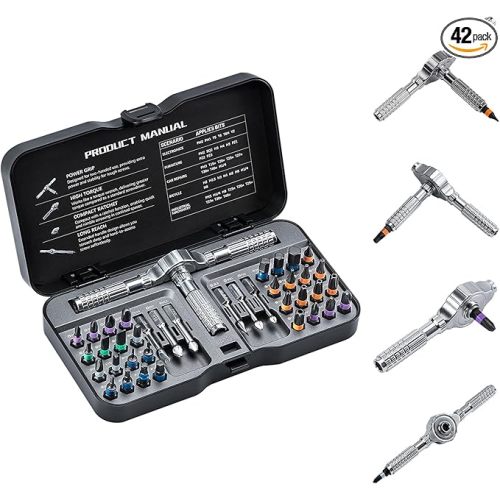 VMAN Ratchet Screwdriver Set, magnetic Screwdriver sets, S2 Steel Bits, DIY Combination Flexible Shaft, Suitable for Furniture Assembly, Precision Electrical Appliance Repair, Bicycle Tools