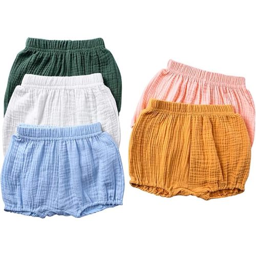 3PC Shorts Set Newborn Baby Girls Boys Pants Cotton Linen Blend Cute Floral Bloomers Triangle Shorts